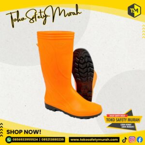 Sepatu Boot Karet Tinggi Pria / Wanita Orange Size 38-43