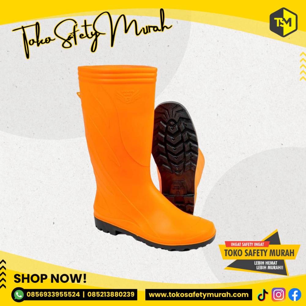 Sepatu Boot Karet Tinggi Pria / Wanita Orange Size 38-43