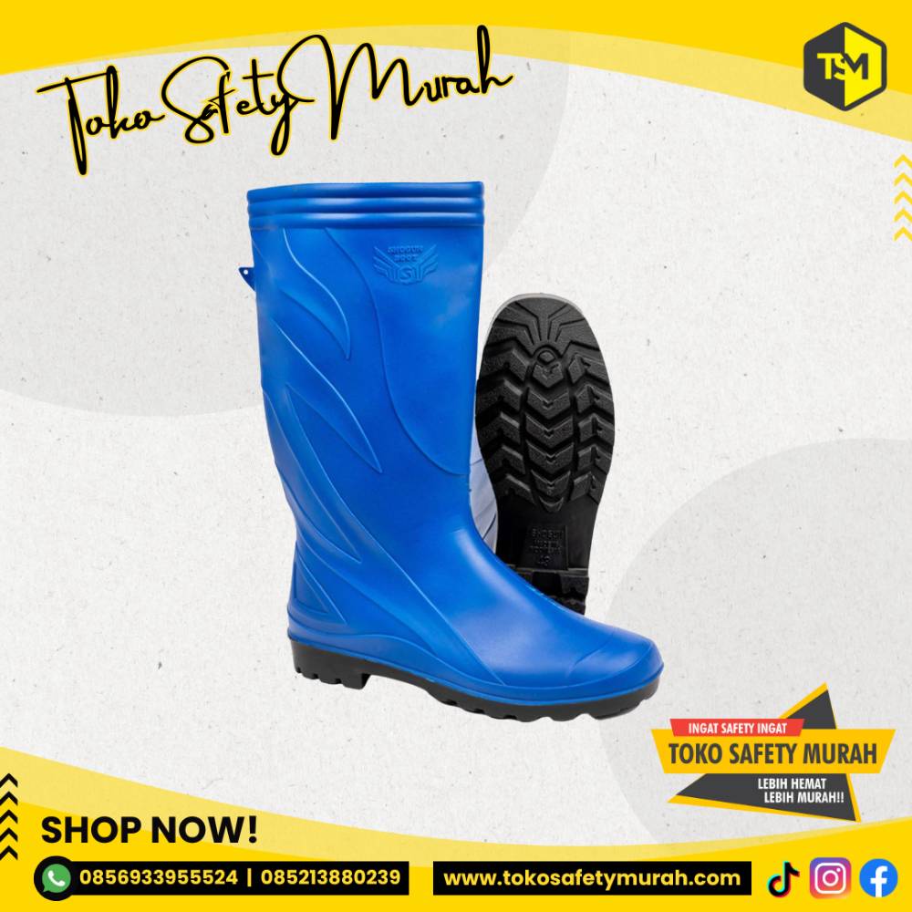 Sepatu Boots Karet Tinggi Biru Proyek / Perkebunan / Perikanan Size 38-43