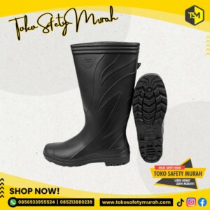 Sepatu Boot Karet Hitam Tinggi Anti Air Boots Panjang Bot PVC Kerja APD Safety Proyek Kontruksi Pabrik Industri Perkebunan Kebersihan