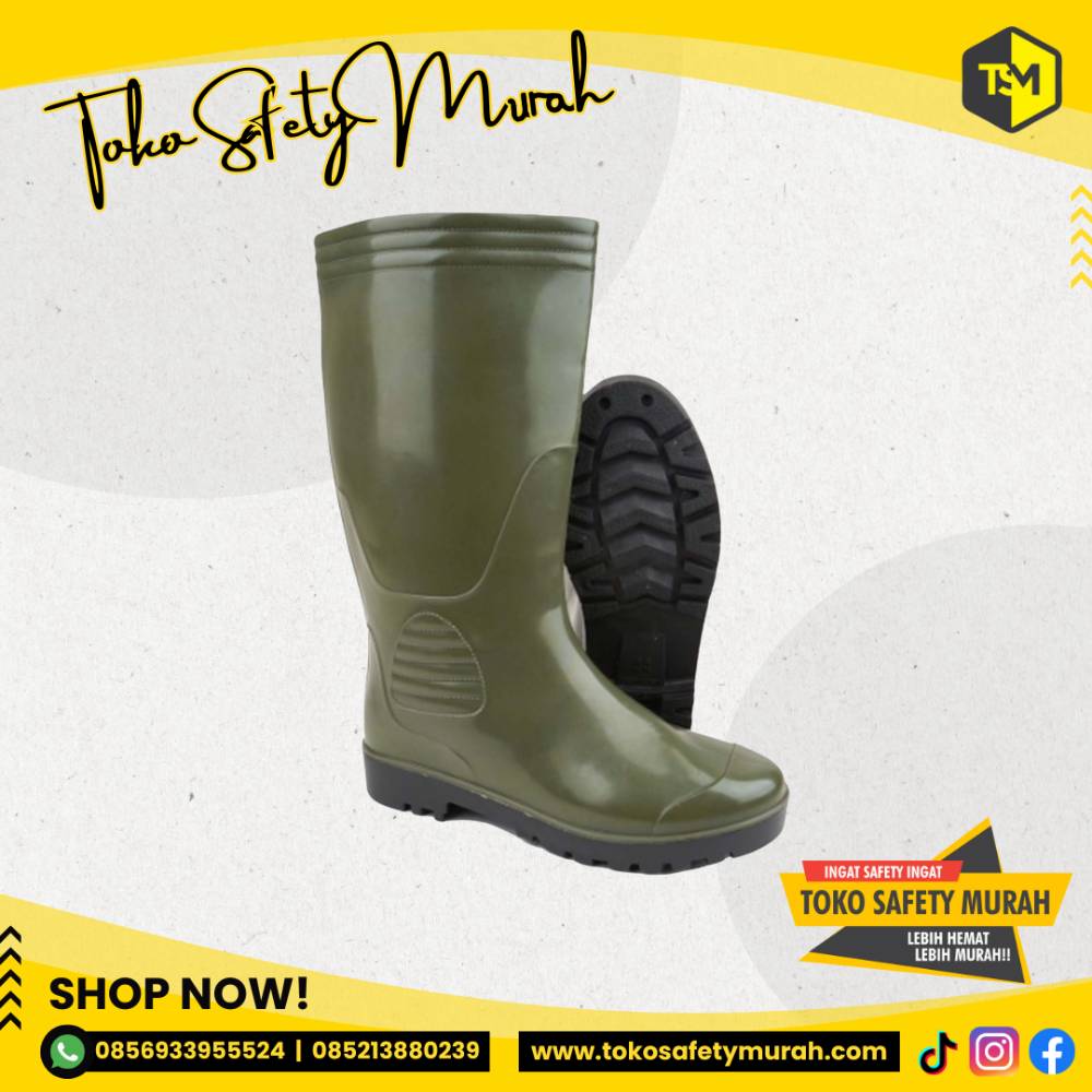 Sepatu Boot Hijau Safety Karet Tinggi Charlie 38-44 - Image 2