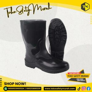 Sepatu Boot Wing On Pendek Karet Hitam Boots Kerja Proyek Anti Air Murah Best Quality