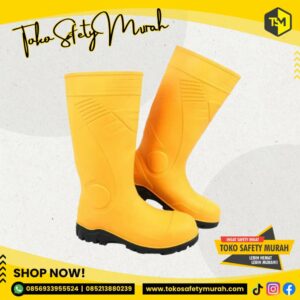 Sepatu Boot Safety Steel Toe Cap Besi Sepatu Boot Tinggi Kuning Safety Shoes Size 39-44