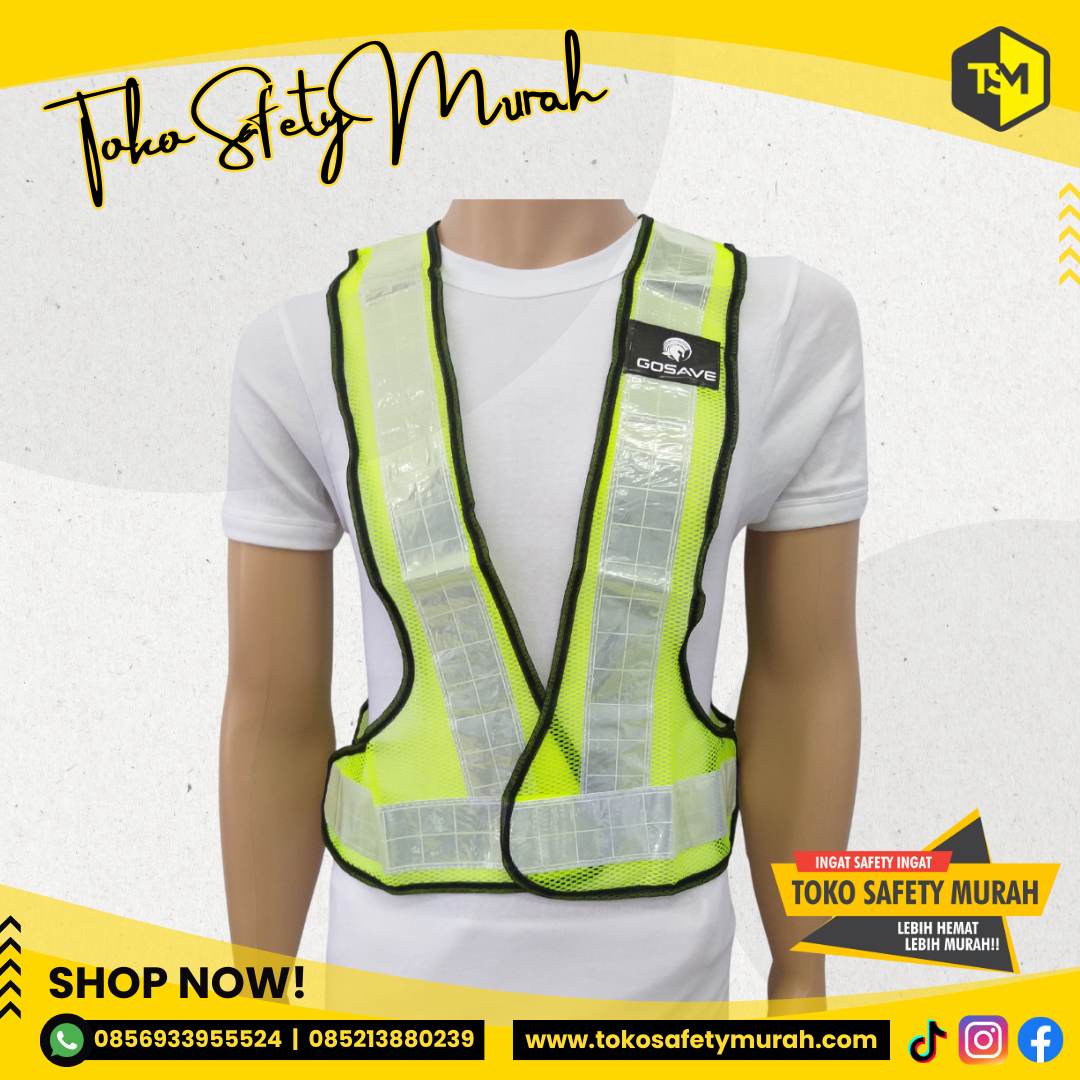Rompi Jaring V Hijau Scotlight Putih / Safety Vest / Rompi Safety #Jual Alat Pelindung Diri APD Alat Keselamatan Kerja K3