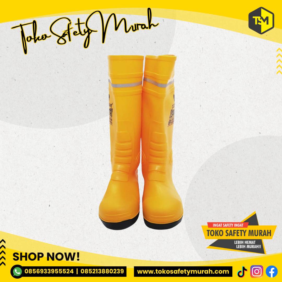 Sepatu Boot Gosave Safety PVC Kuning Rain boot Yellow Boots Sparta Karet Ujung Besi Steel Toe #Jual Alat Pelindung Diri APD Alat Keselamatan Kerja K3 - Image 6