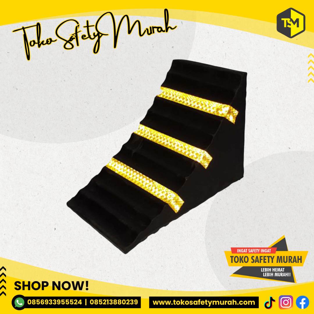 Wheel Stopper Rubber Chock 16cm Ganjalan Ban Mobil Umum SUV / Penahan Roda Bahan Karet Padat - Image 2