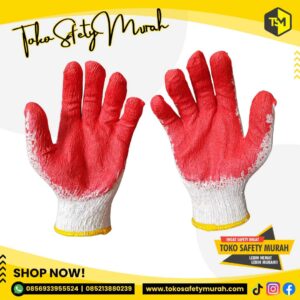 Sarung Tangan Kerja Kain Katun Rajut Benang 3 Lapis Latex Dipping 3B / Safety Glove Karet Antislip Angkat Kaca Murah