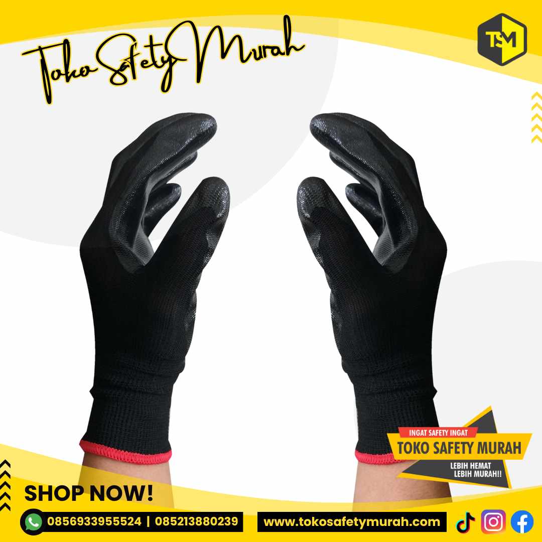 Sarung Tangan Karet Palmfit Nylon PU Palm Fit Glove Polyester Safety Gloves - Image 2