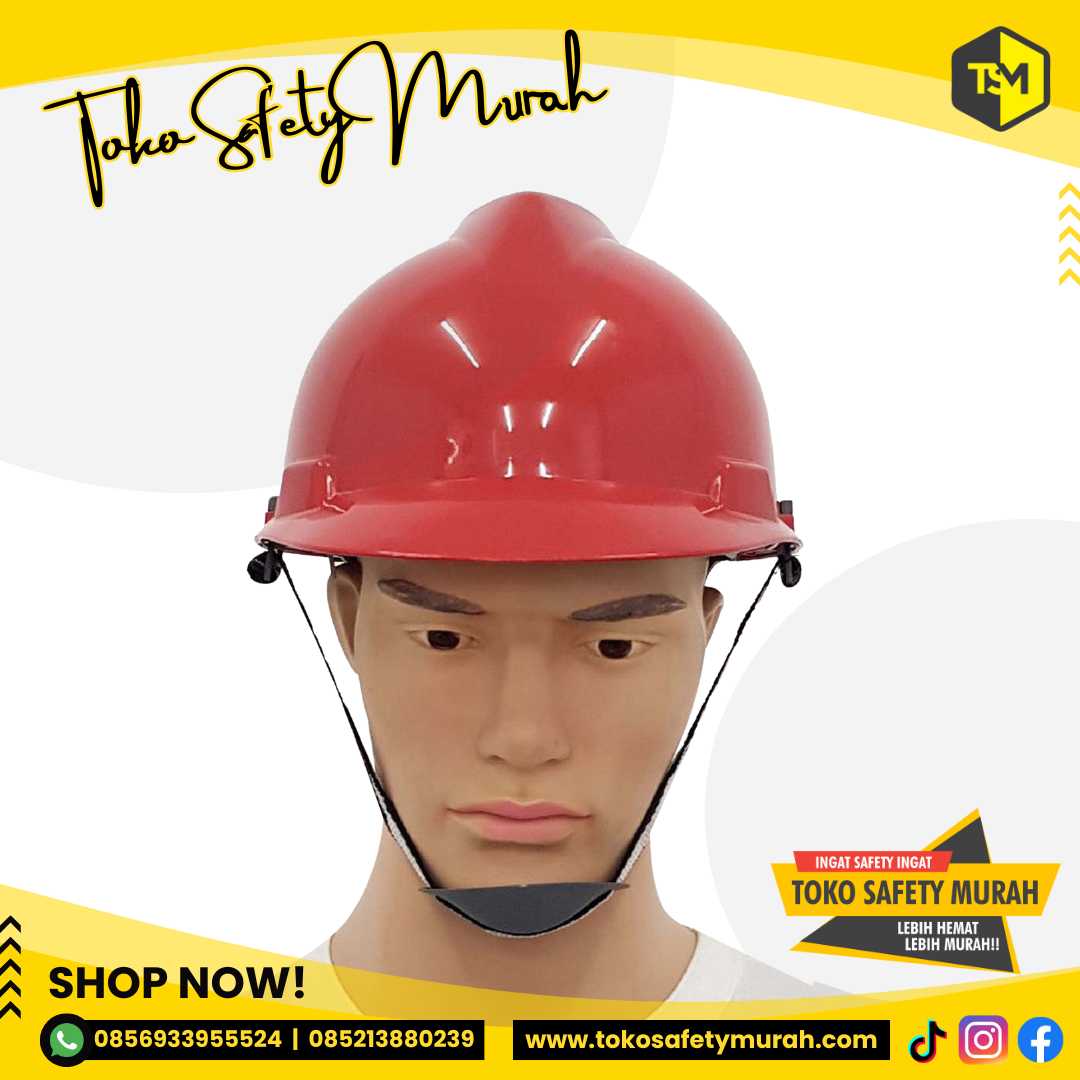 Helm Safety KSE K3 Officer Penutup Kepala Proyek A3 Merah Inner Biasa Murah #Jual Alat Pelindung Diri APD Alat Keselamatan Kerja K3 - Image 4