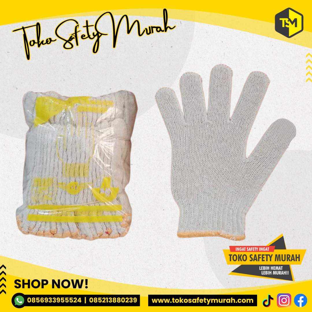 Sarung Tangan B4 Lusinan Kain Rajut Katun Putih 4B Working Industri Gloves Benang 4