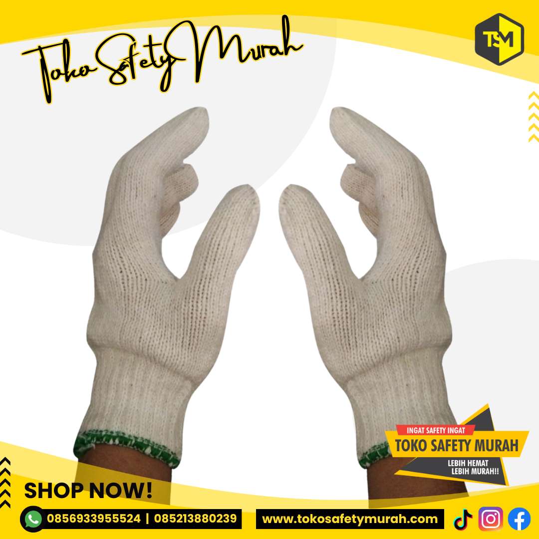 Sarung Tangan Rajut Katun Tebal Benang 8 (isi 12 pasang) Safety Gloves - Image 3