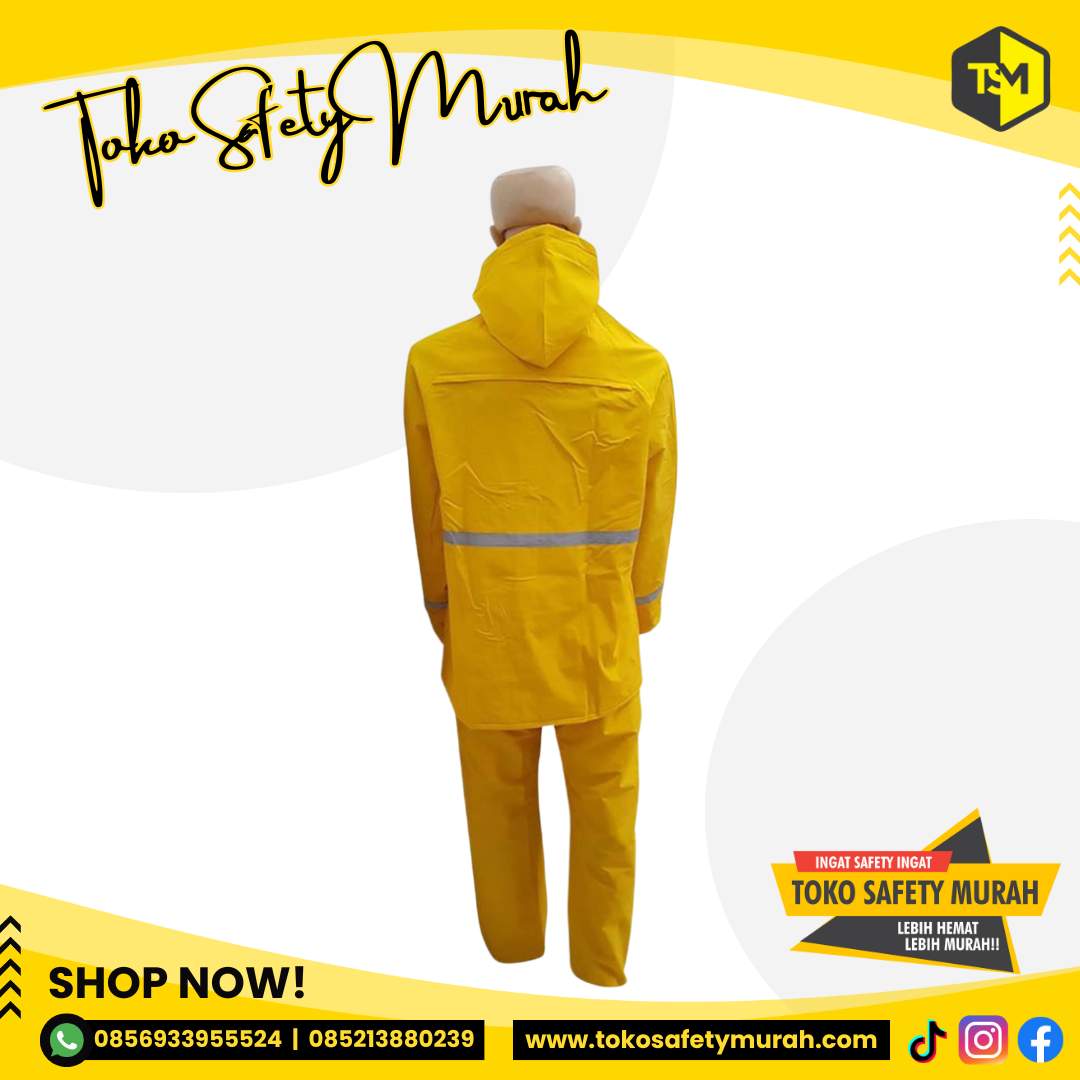Baju Jas Hujan Setelan Baju Celana / Rainsuit Safety Scotlight K3 Proyek Motor bahan Kuat Anti Air - Image 4
