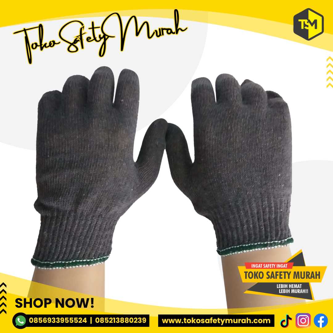 Sarung Tangan Benang 3 Abu Sarung Tangan Tukang Proyek Murah - Image 2