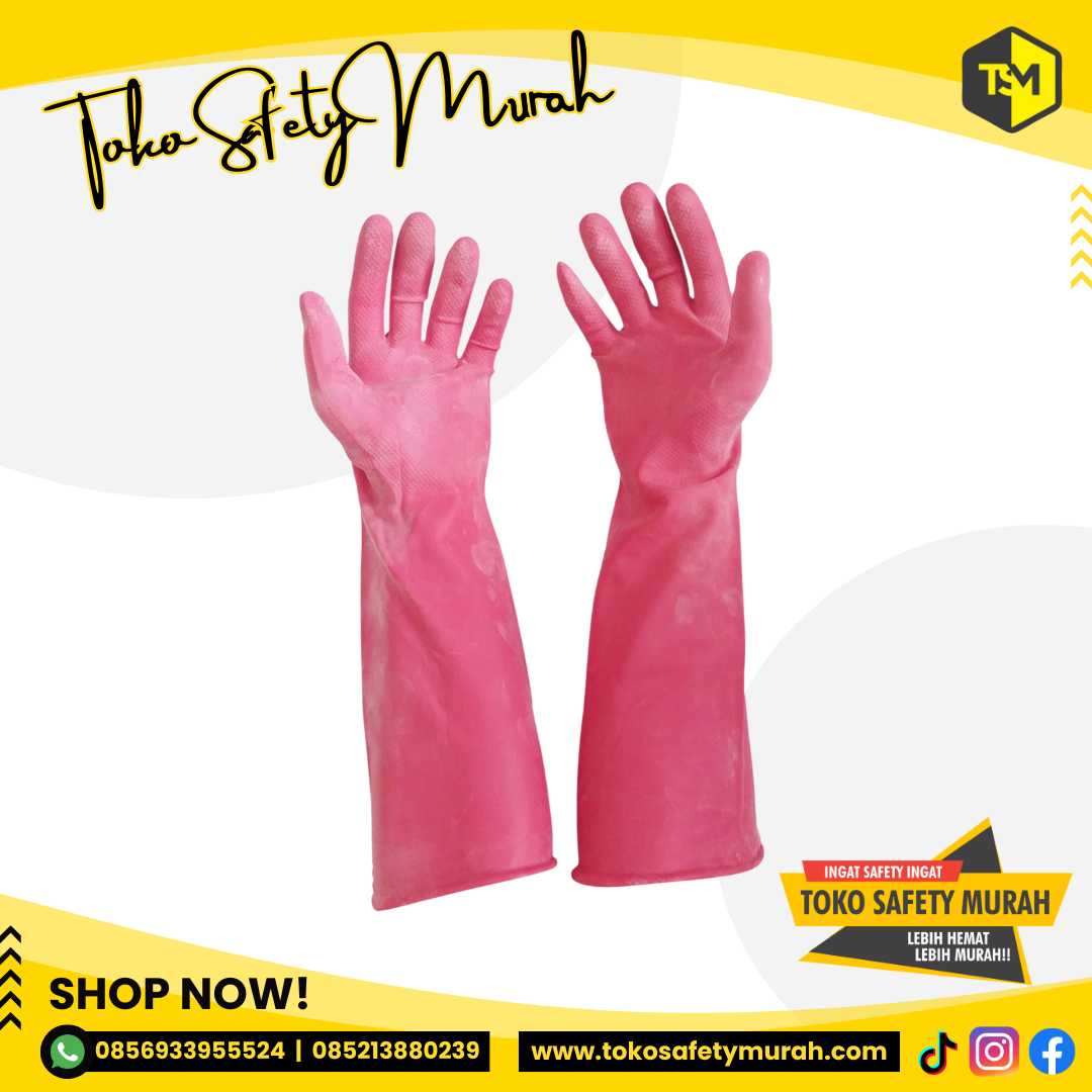 Sarung Tangan Rubber Serbaguna Seagull 16 inch / Sarung Tangan Tahan Kimia Panjang 40 cm#Jual Alat Pelindung Diri APD Alat Keselamatan Kerja K3 - Image 4