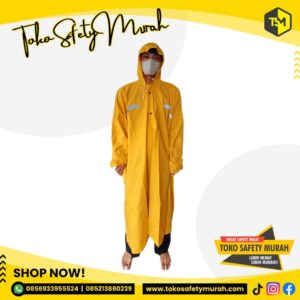 Baju Jas Hujan Ponco Lengan / Mantel Raincoat Safety Kuning Rain Suit Proyek Kerja Tukang