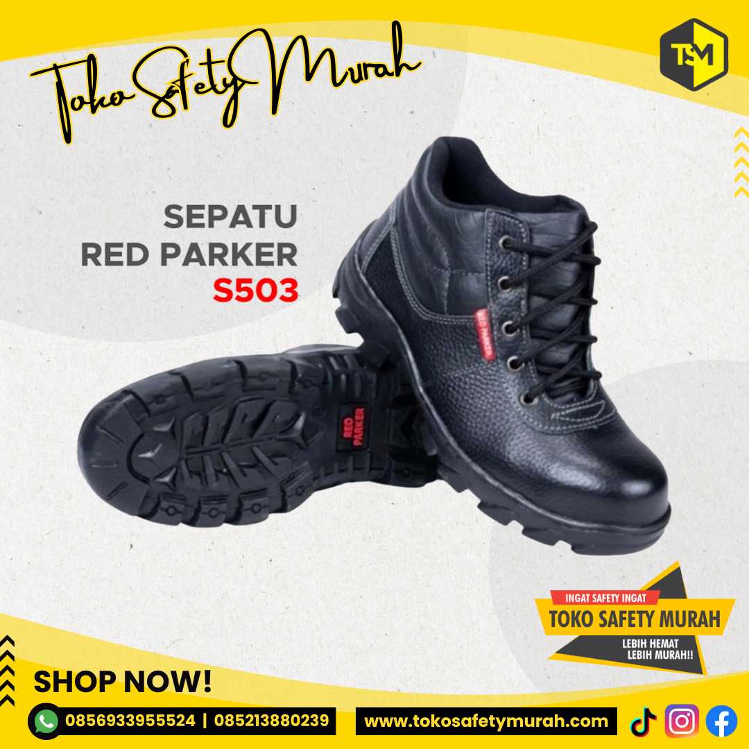 Sepatu Safety Tali / Sepatu Kerja Safety Red Parker S503 Size 36-43 - Image 4