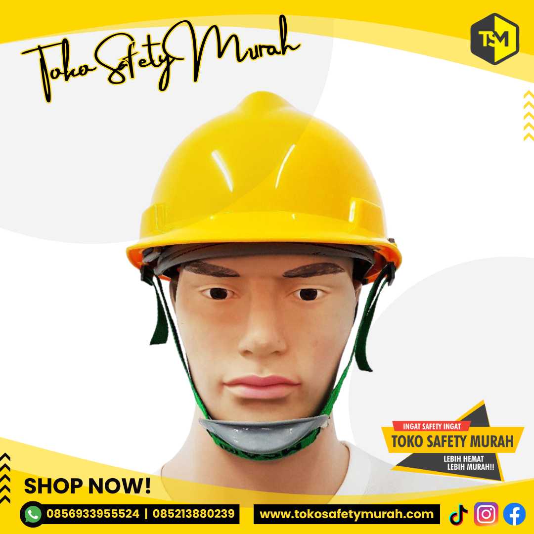 Helm MSA Kuning Helmet Proyek SNI MSA Lokal V Gard safety Helmet Plus Fastrack #Jual Alat Pelindung Diri APD Alat Keselamatan Kerja K3 - Image 4