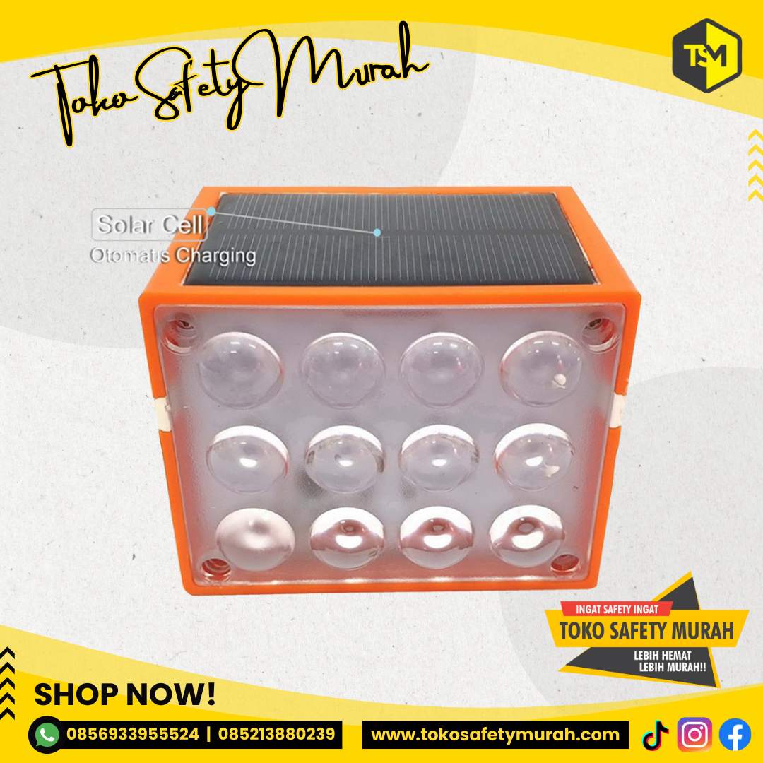 Warning Light Solarcell Traffic Cone / Lampu Kerucut Jalan 12 LED Solar Cell / Tenaga Surya Sollar Cell - Image 3