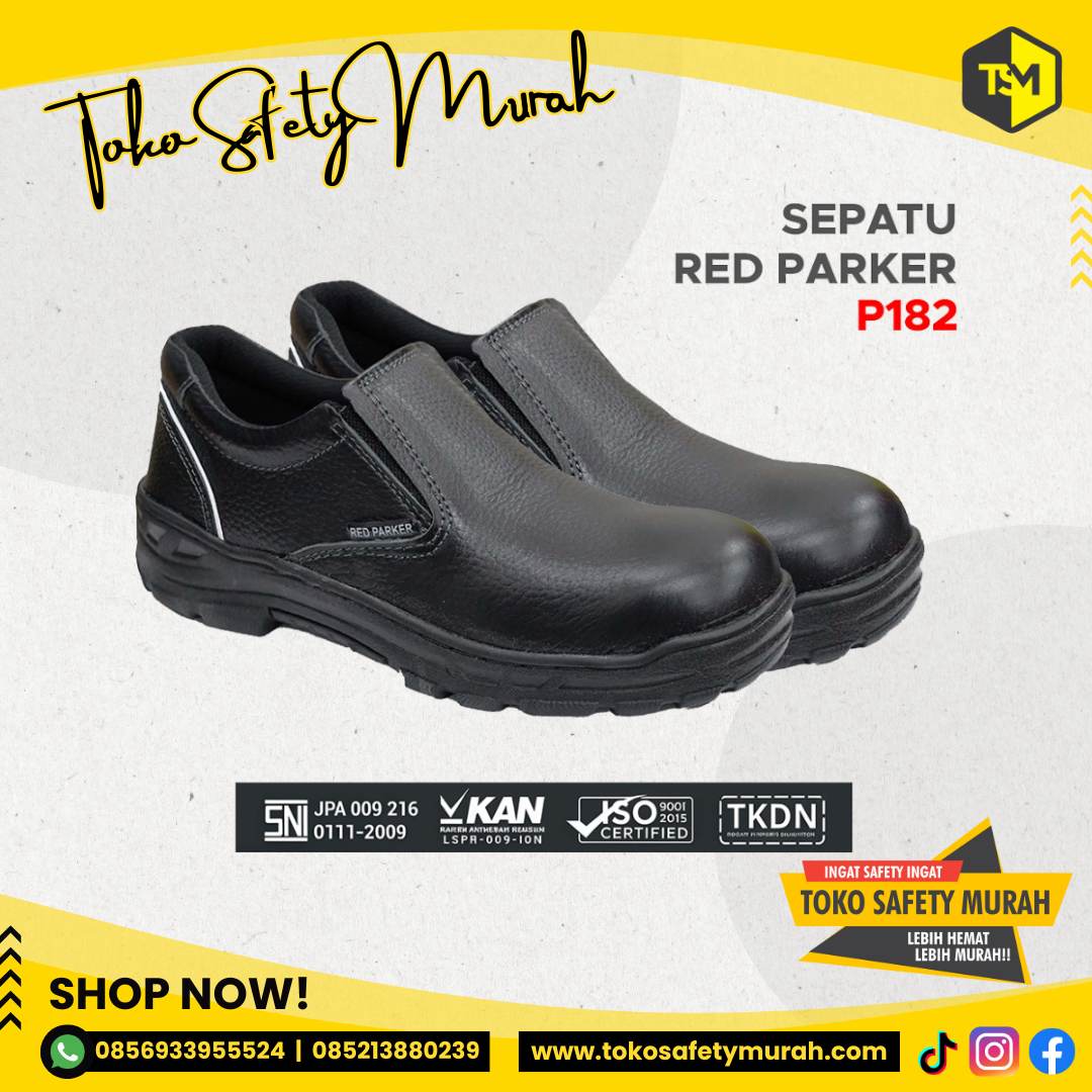 Sepatu Safety Slop Sepatu Kerja Red Parker P182 Size 44-45