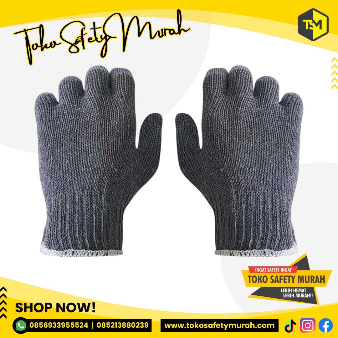 Sarung Tangan Kerja Kain Katun Rajut Benang 3 Abu Bulldozer B3 Grosir 3B #Jual Alat Pelindung Diri APD Alat Keselamatan Kerja K3 - Image 4