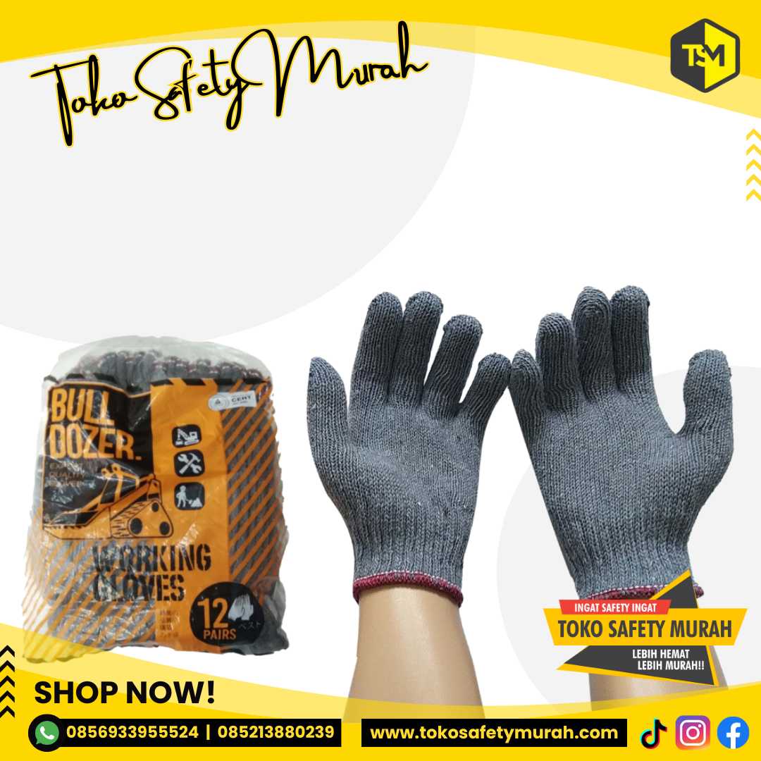 Sarung Tangan Kerja Rajut Benang 5 Abu Buldozer Murah Grosir #Jual Alat Pelindung Diri APD Alat Keselamatan Kerja K3