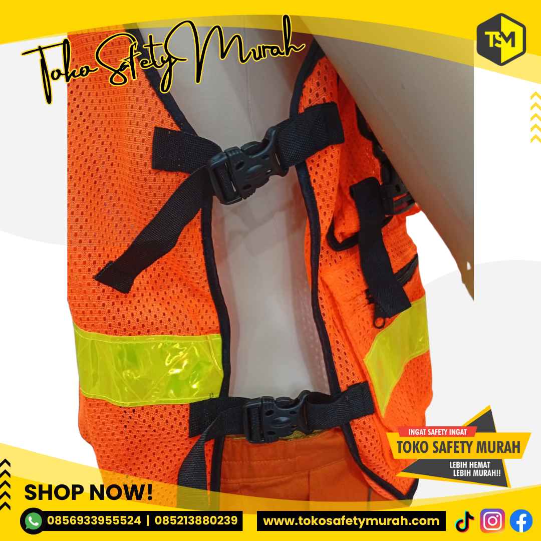 Rompi Jaring Safety 6K Custom Logo | Rompi Kerja Proyek & Lapangan – Bahan Tebal & Nyaman - Image 3