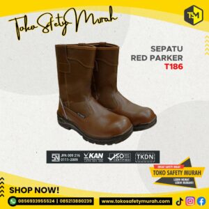 Sepatu Safety Tinggi Pria Wanita Safety Shoes Red Parker T186 Size 38-43