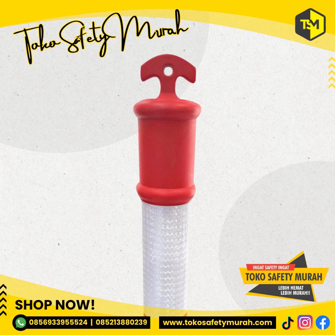 Stick Cone Tinggi 115 cm Base Karet Rubber (Siap Pakai / Sudah Berat) Berat Kokoh / Tiang Stik Pembatas Jalan Lalu Lintas Parkir - Image 2