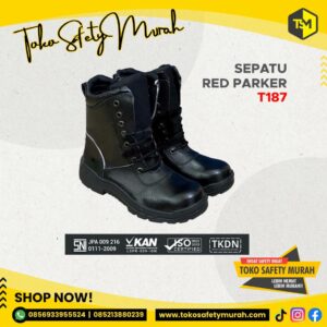 Sepatu Safety Sepatu Kerja Safety Shoes Tinggi Hitam Red Parker T187 Size 38-43
