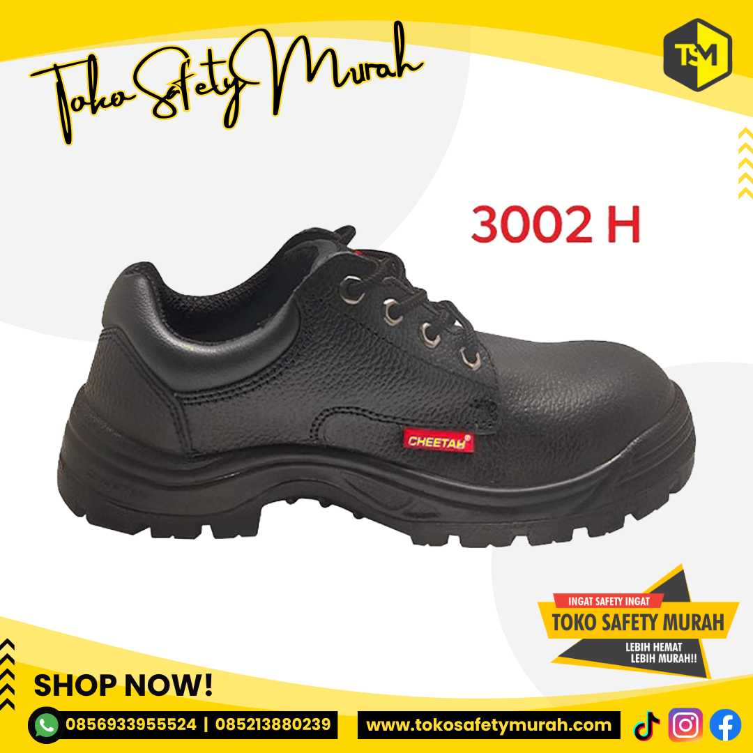 Sepatu Boot Safety Cheetah 3002 Hitam Original - Image 2