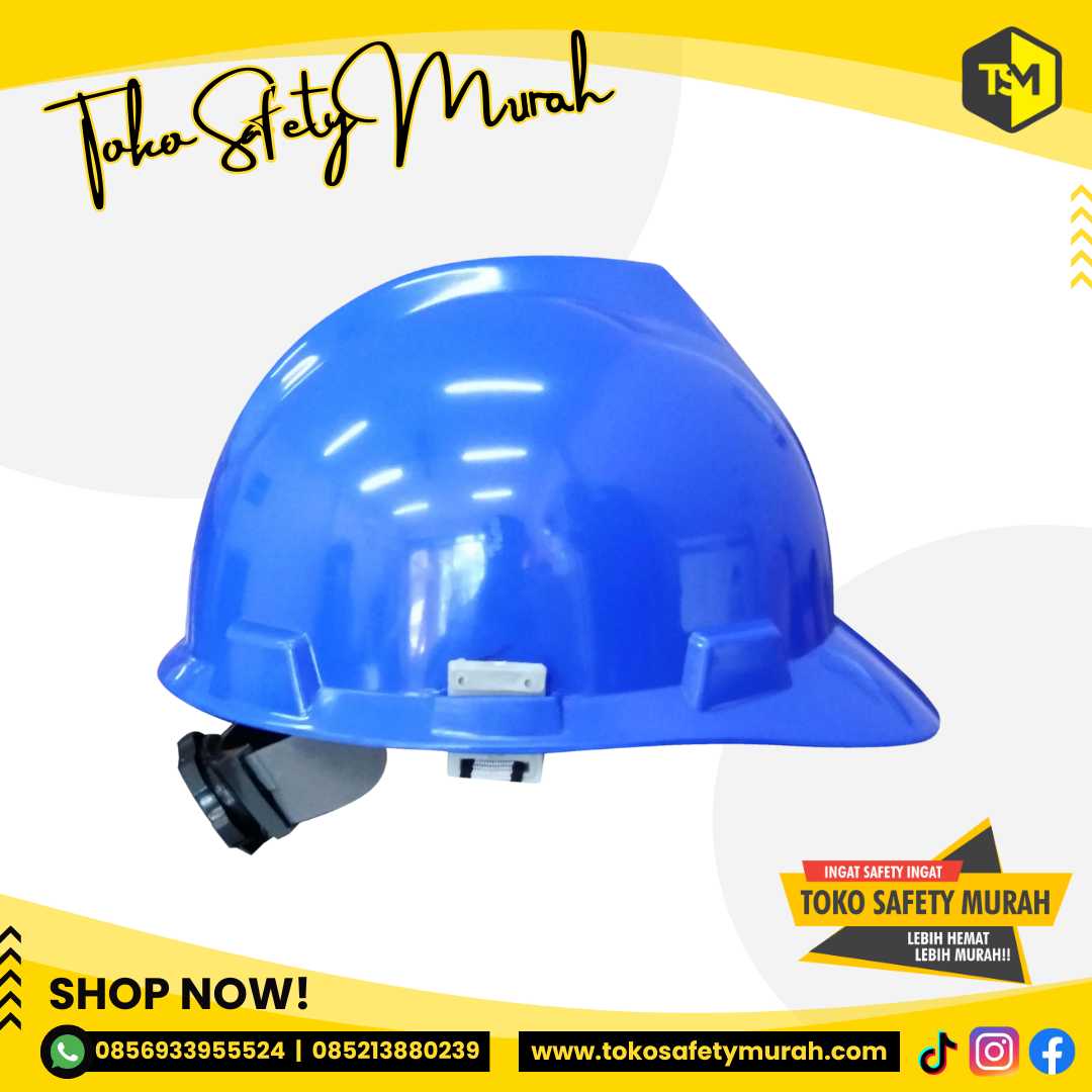 Helm Proyek SNI Safety Tebal AAA Biru + Sarang Putar Fastrack + Tali Dagu #Jual Alat Pelindung Diri APD Alat Keselamatan Kerja K3 - Image 4