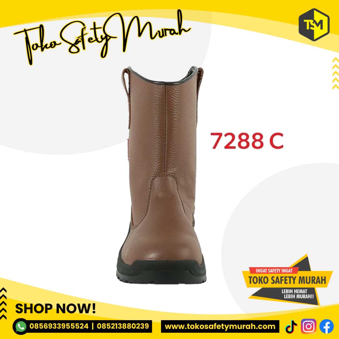 Sepatu Safety Tinggi Cheetah 7288 Cokelat Safety Boot Safety Shoes - Image 3