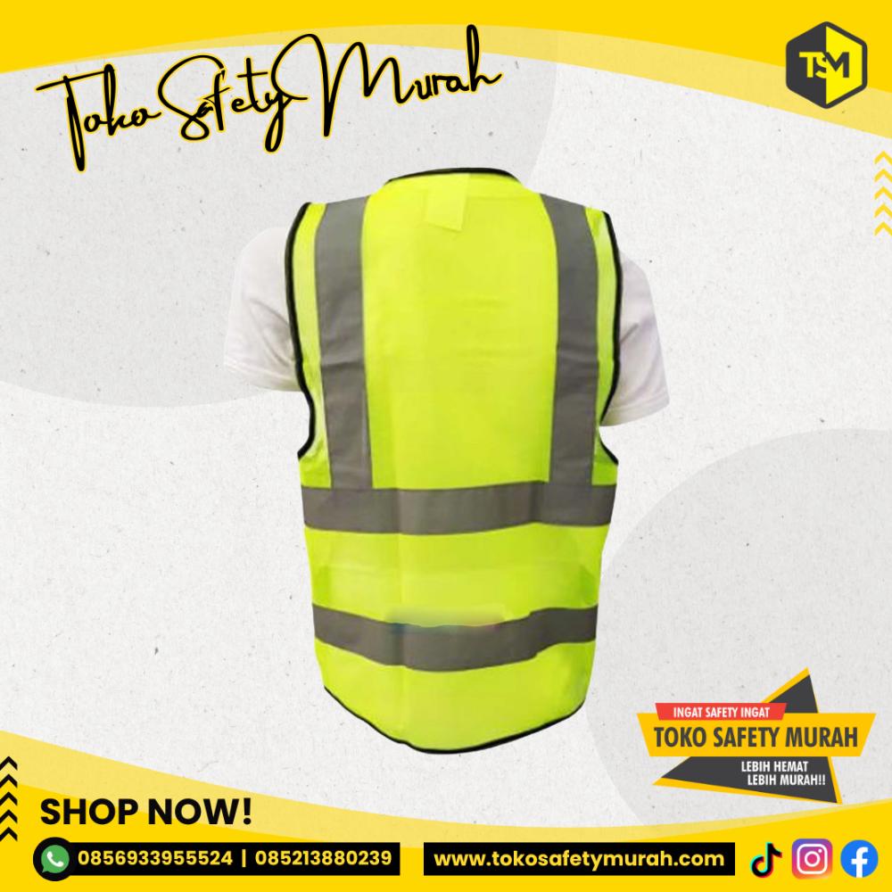 Rompi Polyester Hijau / Rompi Safety / Baju Safety 4 Line Basic #Jual Alat Pelindung Diri APD Alat Keselamatan Kerja K3 - Image 4