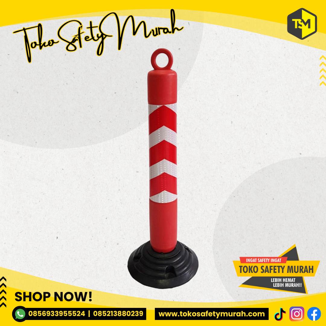 Stick Cone Rubber T-Top Bollard Elastis Scotlight 80 CM #Jual Alat Pelindung Diri APD Alat Keselamatan Kerja K3