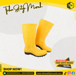 Sepatu Boot Kuning Proyek Ujung Besi Steel Toe Safety Karet Rubber FUSHA Safety Size 39-43
