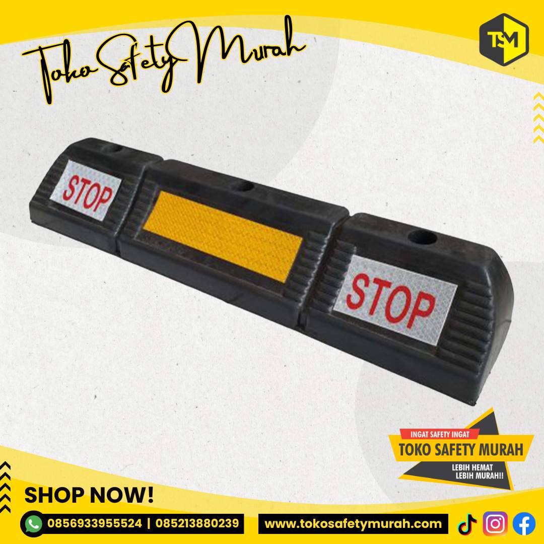 Wheel Stopper Rubber STOP / Karet Pengganjal Ban Mobil / Ganjal Roda Parkiran Garasi / Penahan ganjalan / Car Stop - Image 3