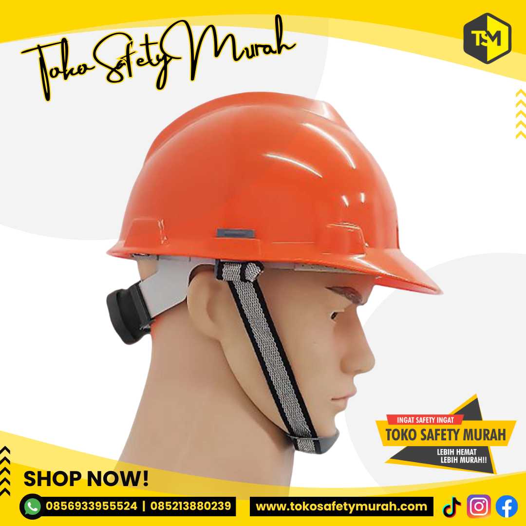 Helm SNI Proyek AAA Orange + Fastrek Sarang Putar + Tali Dagu. Helmet Warna Terang Mengkilap #Jual Alat Pelindung Diri APD Alat Keselamatan Kerja K3 - Image 3