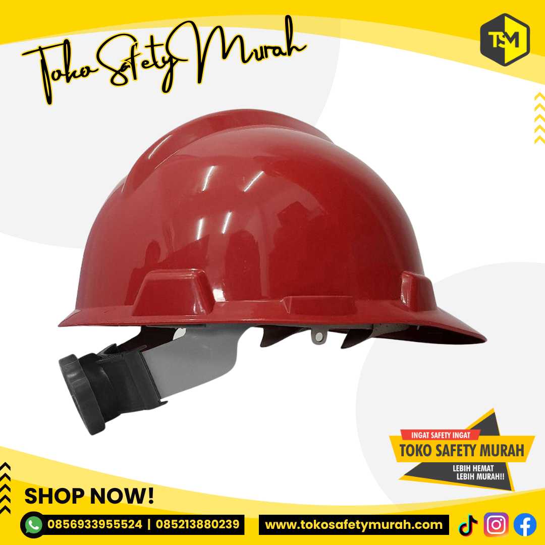 Helm Kerja Safety Officer Proyek Safety A3 Merah + Sarang Putar Fastrack + Tali Dagu #Jual Alat Pelindung Diri APD Alat Keselamatan Kerja K3
