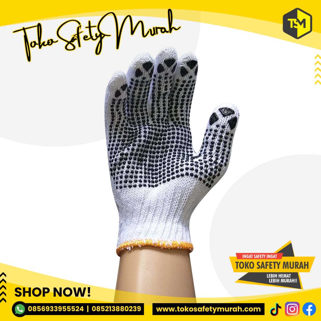 Sarung Tangan Bintik Hitam Tebal Dotting Hitam Matahari Murah Grosir #Jual Alat Pelindung Diri APD Alat Keselamatan Kerja K3 - Image 3