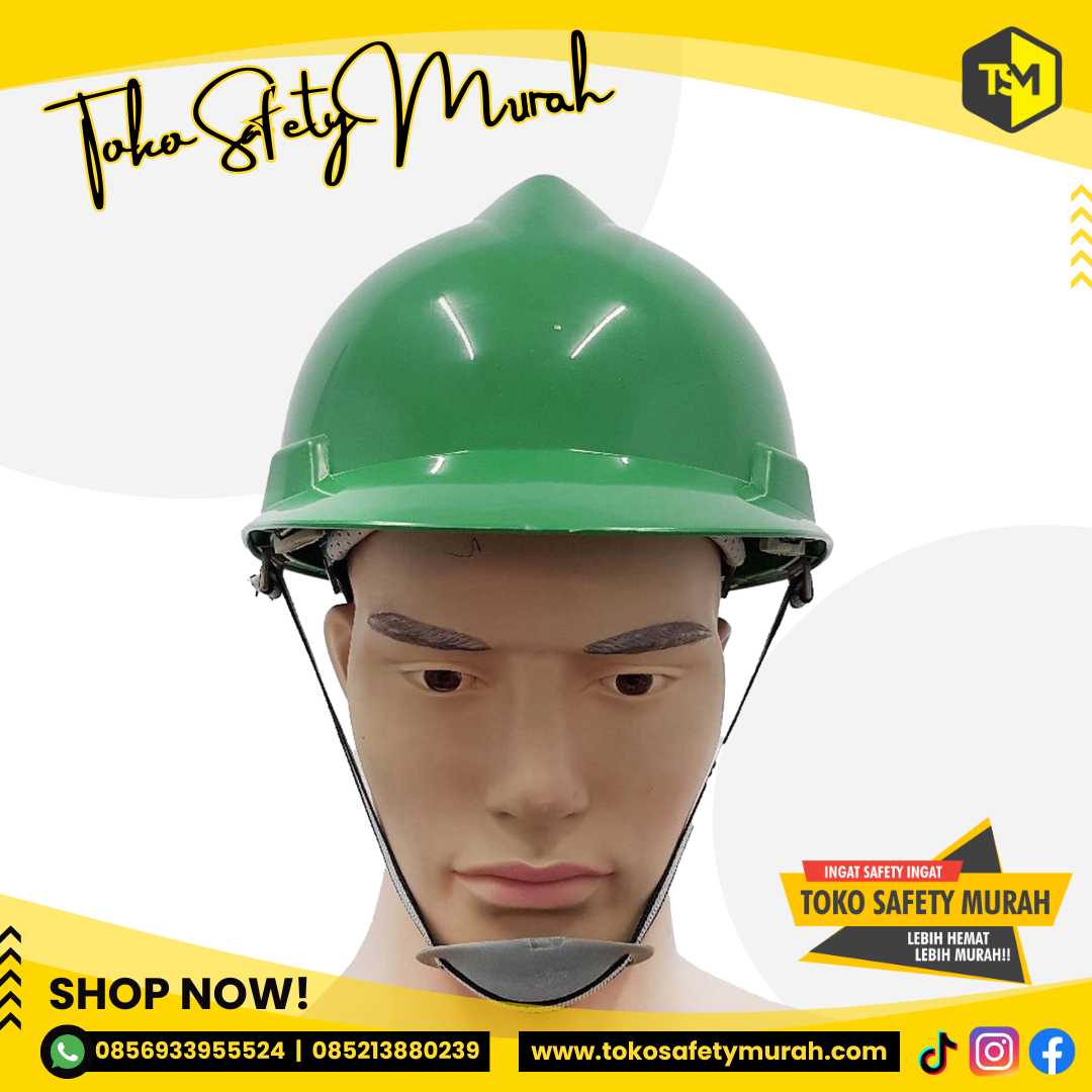 Safety helm Proyek SNI Tebal Safety Helmet Hijau ( ISO 9001 ) #Jual Alat Pelindung Diri APD Alat Keselamatan Kerja K3