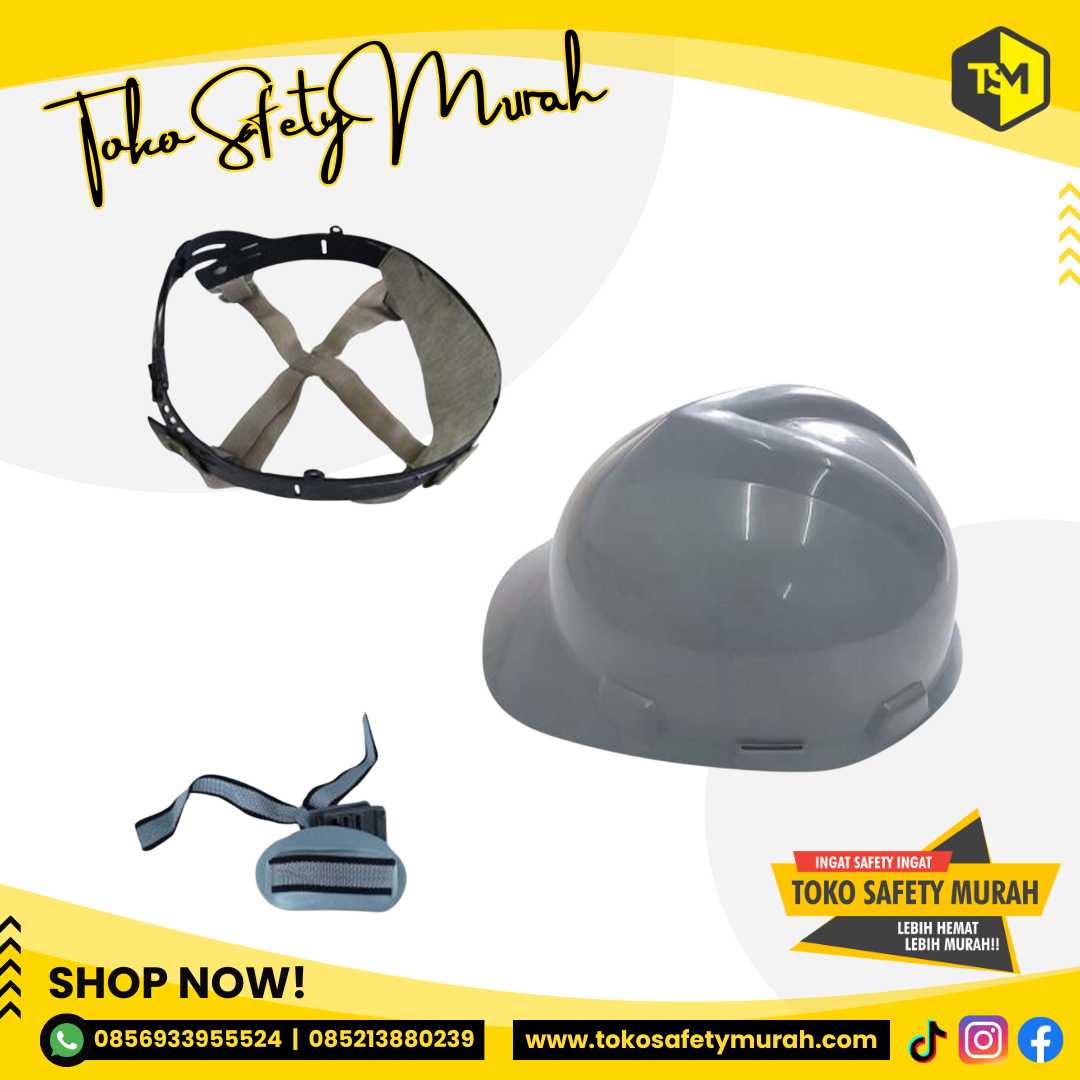 Safety Helmet Murah / Helm Pengunjung Proyek A3 Abu abu + Inner Biasa #Jual Alat Pelindung Diri APD Alat Keselamatan Kerja K3 - Image 2