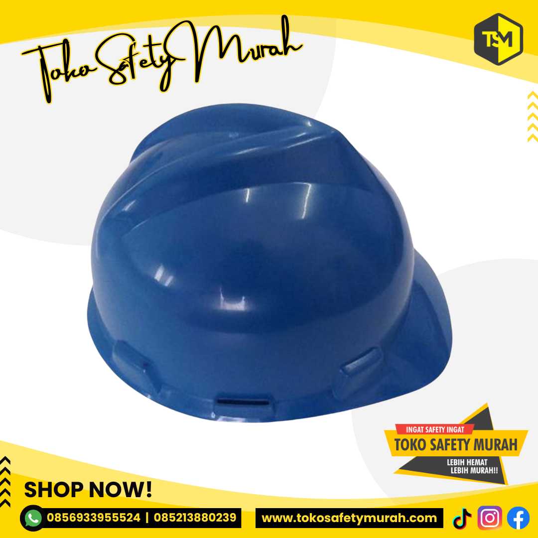 Helm Supervisor Electrical Kontraktor Pengawas / Pelindung Kepala A3 Biru Inner Biasa Murah #Jual Alat Pelindung Diri APD Alat Keselamatan Kerja K3 - Image 3