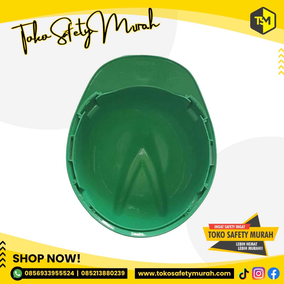 Helm Pengawas Lingkungan Keselamatan Kerja / Safety Helmet A3 Hijau Sarang Inner Biasa #Jual Alat Pelindung Diri APD Alat Keselamatan Kerja K3 - Image 5