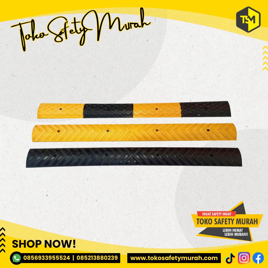 Speedbump Mini / Polisi Tidur Kecil / Rubber Speed Bump 10 cm / Pita Penggaduh Garis Marka Kejut hitam kuning Marka Jalan - Image 2