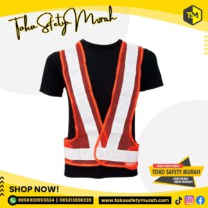 Rompi Jaring Model V Orange Scotlight Silver Safety Vest Jala Proyek / Rompi Staff #Jual Alat Pelindung Diri APD Alat Keselamatan Kerja K3