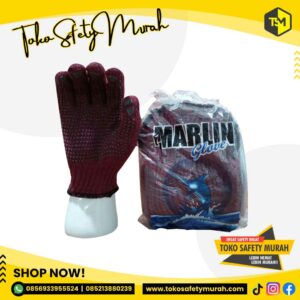 Sarung Tangan Tukang Satung Tangan Bintik Marlin Warna Maroon 12 Pasang