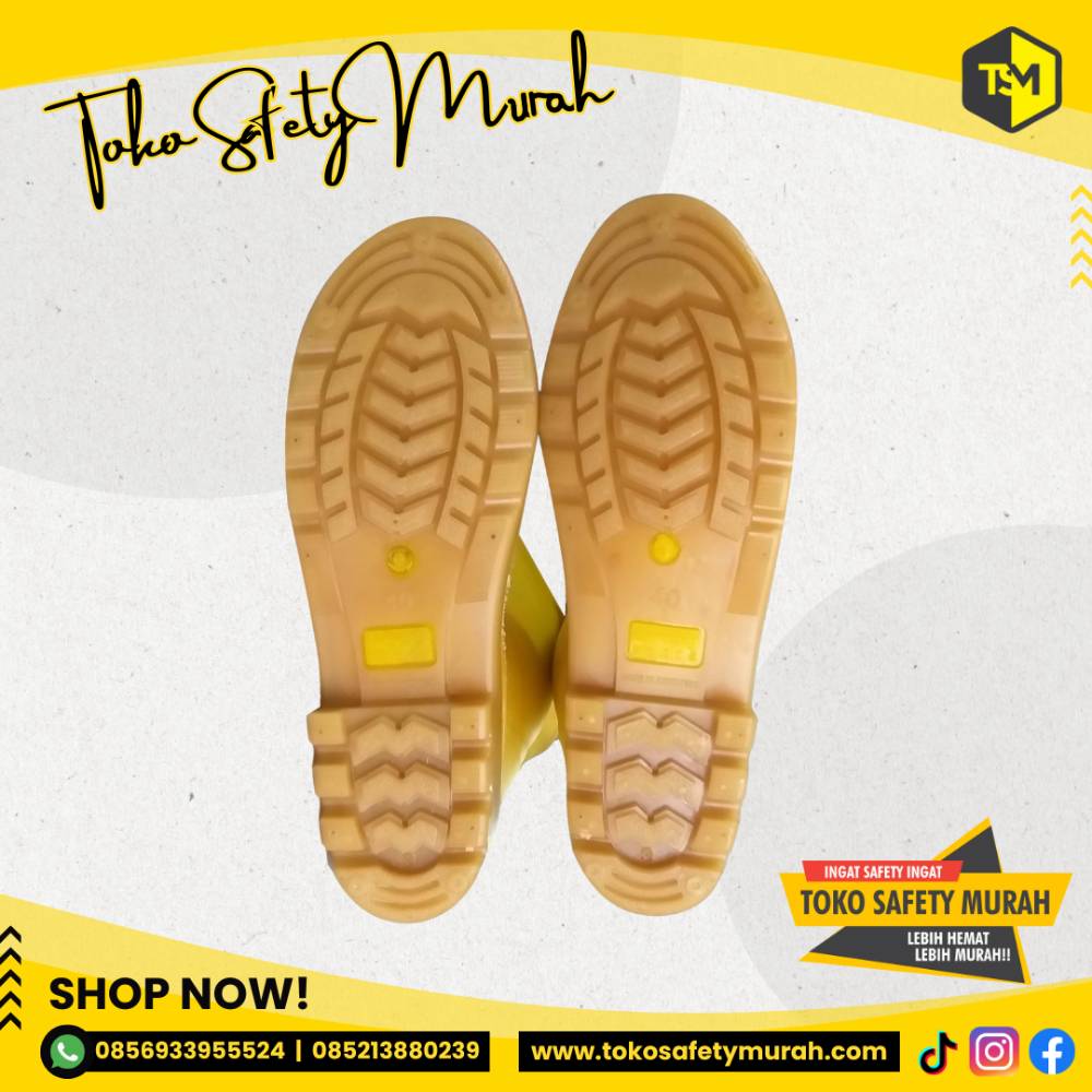 Sepatu Boot Proyek Kerja Tinggi Panjang ANDO Karet Hercules Kuning Yellow #Jual Alat Pelindung Diri APD Alat Keselamatan Kerja K3 - Image 4