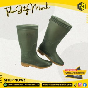 Sepatu Boot PVC Karet Sepatu Boot Tinggi APD Proyek Perikanan Perkebunan Kebersihan Sepatu Ando Warna Hijau Size 43-44