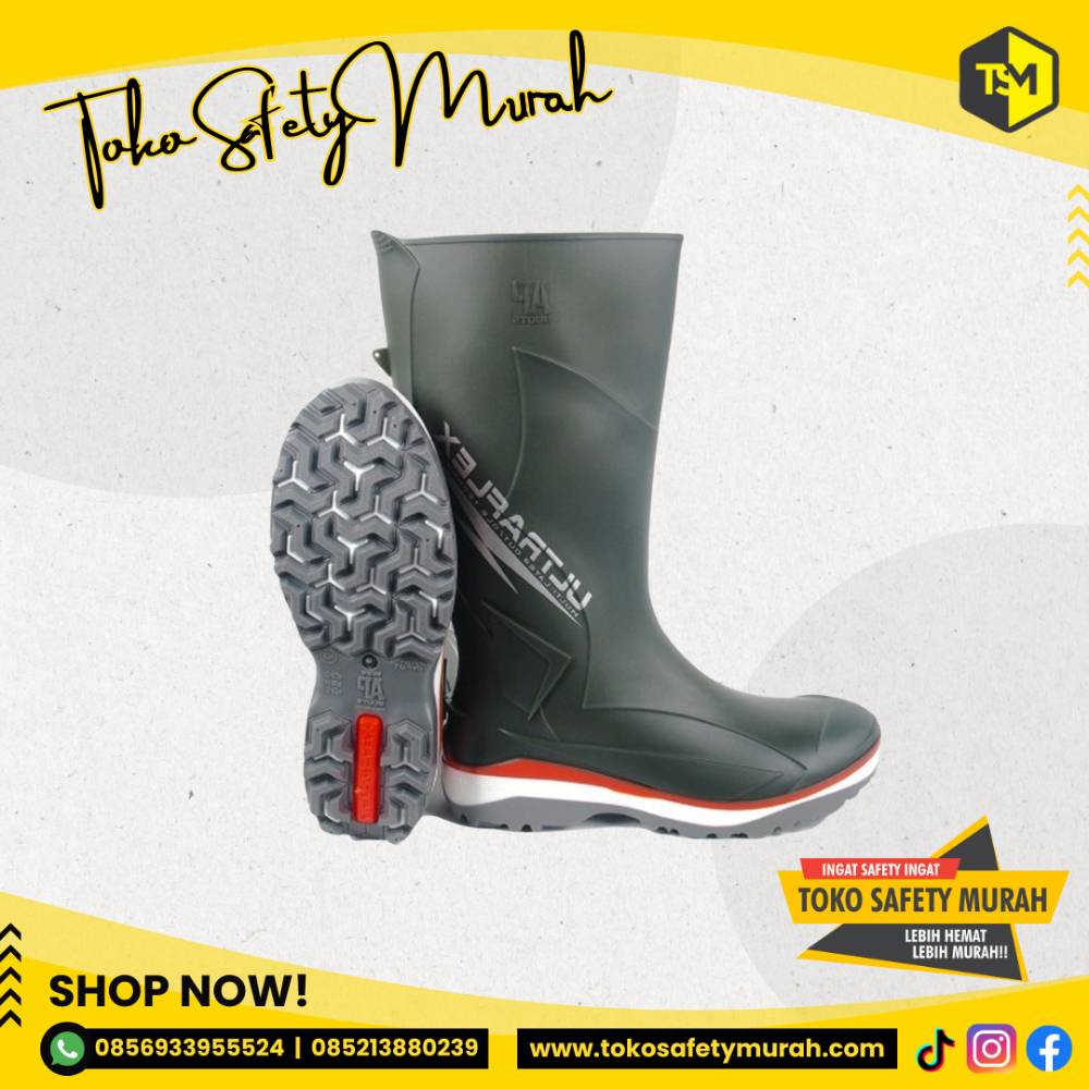 Sepatu AP Boots 2018 Ultraflex Sepatu Boot Karet Hujan Anti Air PVC - Hijau - Image 2