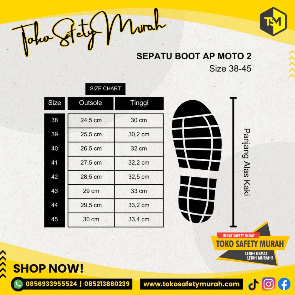 Sepatu Boot AP MOTO 2 / Sepatu Anti Air Size 38-45 - Image 4